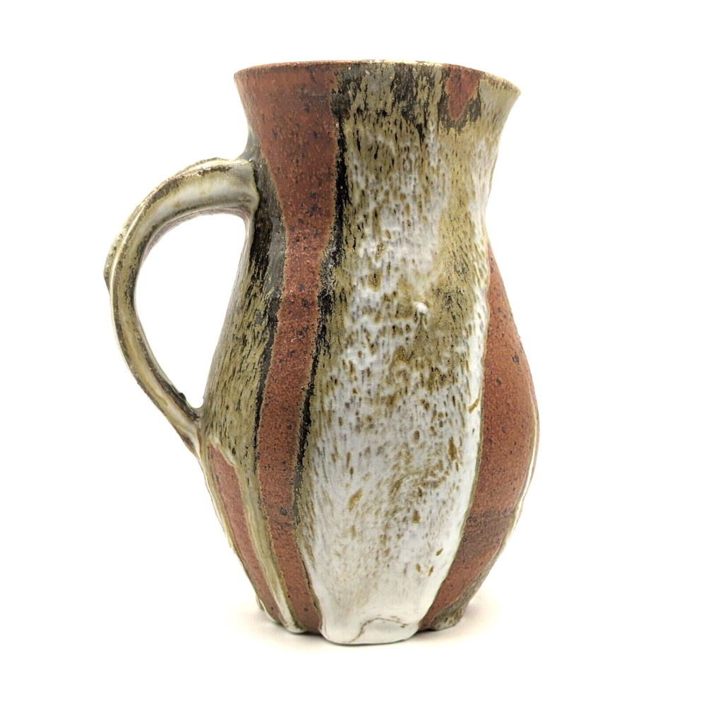 Mid Century Studio Pottery Pitcher with Heavy Glaze Signed JoJo